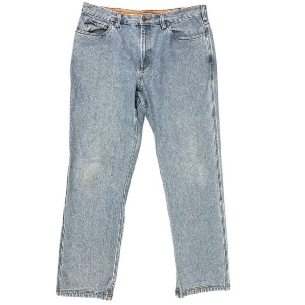 Duluth Trading Co Jeans Mens 38x34 Blue Denim Relaxed Fit Workwear Straight Leg
